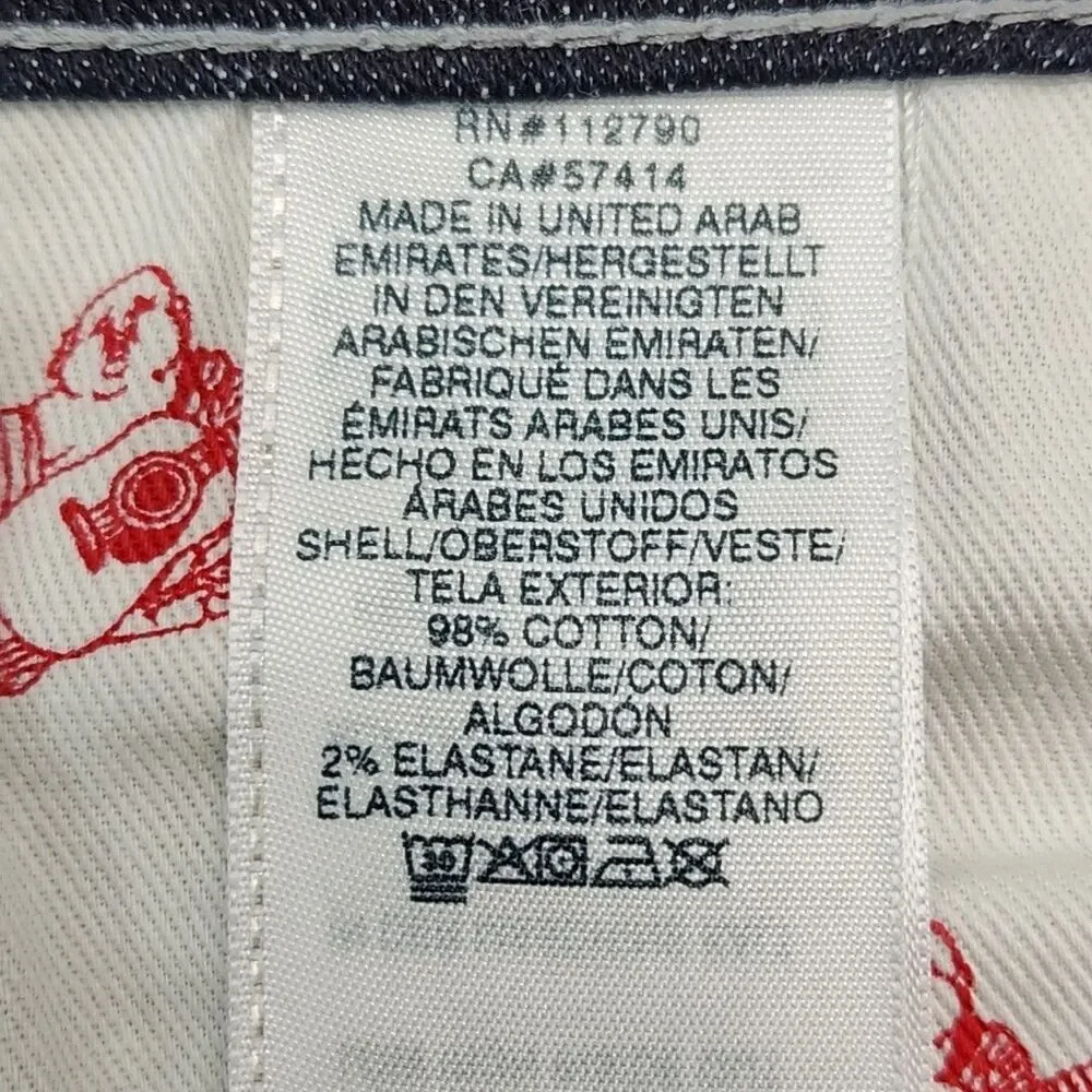 True Religion Jeans Moto Slim Men Sz 42 x 34 Dark Wash Contrast Stitch Textured